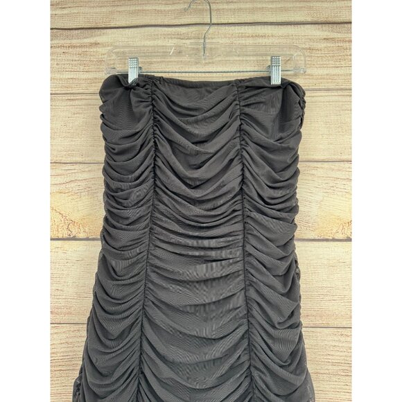 BHLDN Anthropologie Strapless Ruched Bodycon Midi Dress Women's‎ Small Black NEW - Picture 3 of 12